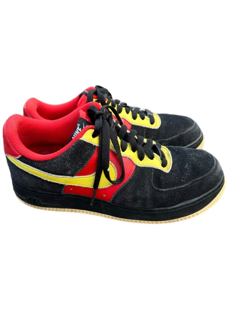 Nike Air Force 1 Low By You Custom Black Red Yellow Suede DN4165-991 Men 8.5